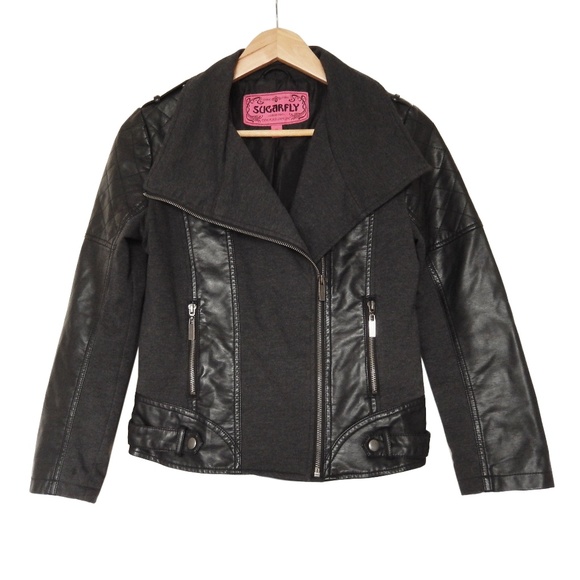 Sugarfly Other - Sugarfly Black Faux Leather Quilted Jacket